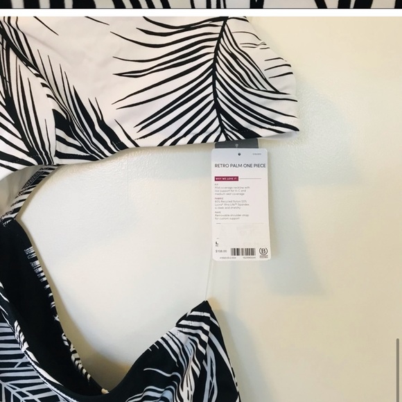 NWT Athleta Retro Palm One Piece Cut Out Black & White Swimsuit Size Large NWT - Picture 4 of 5